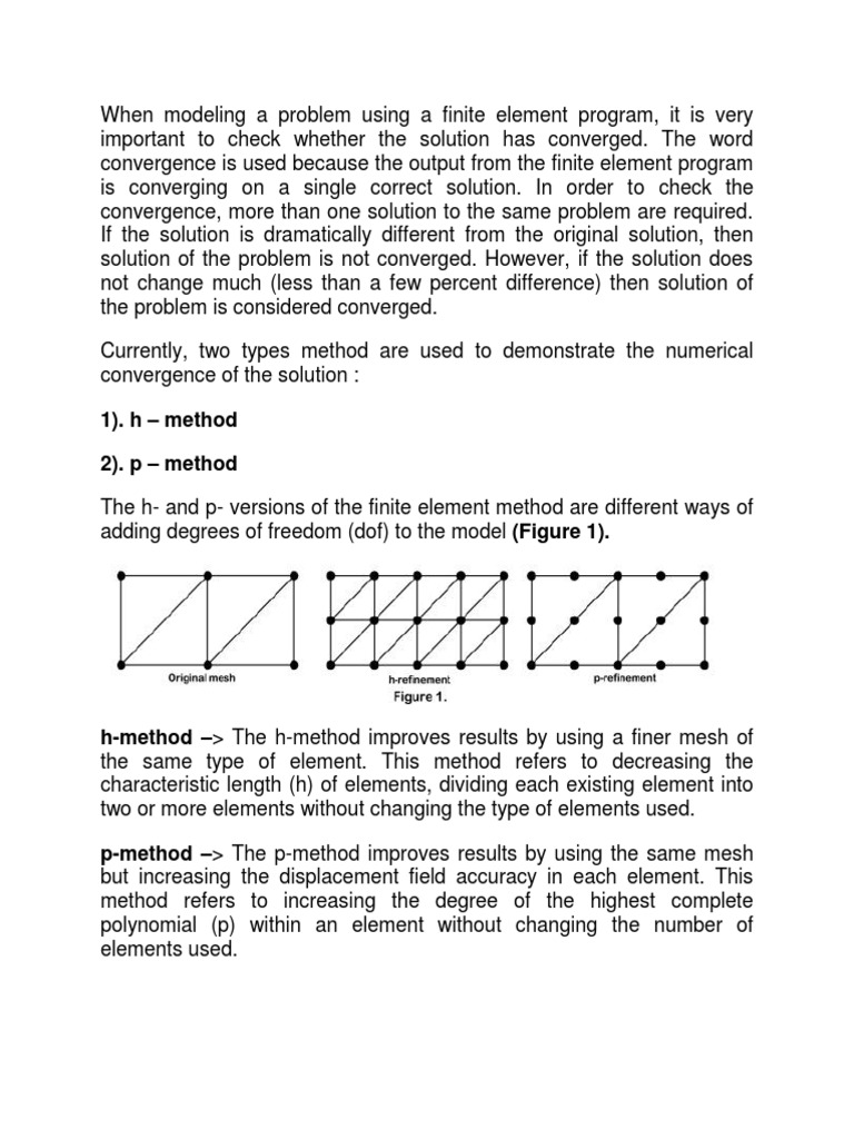 Check FEA Solution Convergence with h-Method and p-Method
