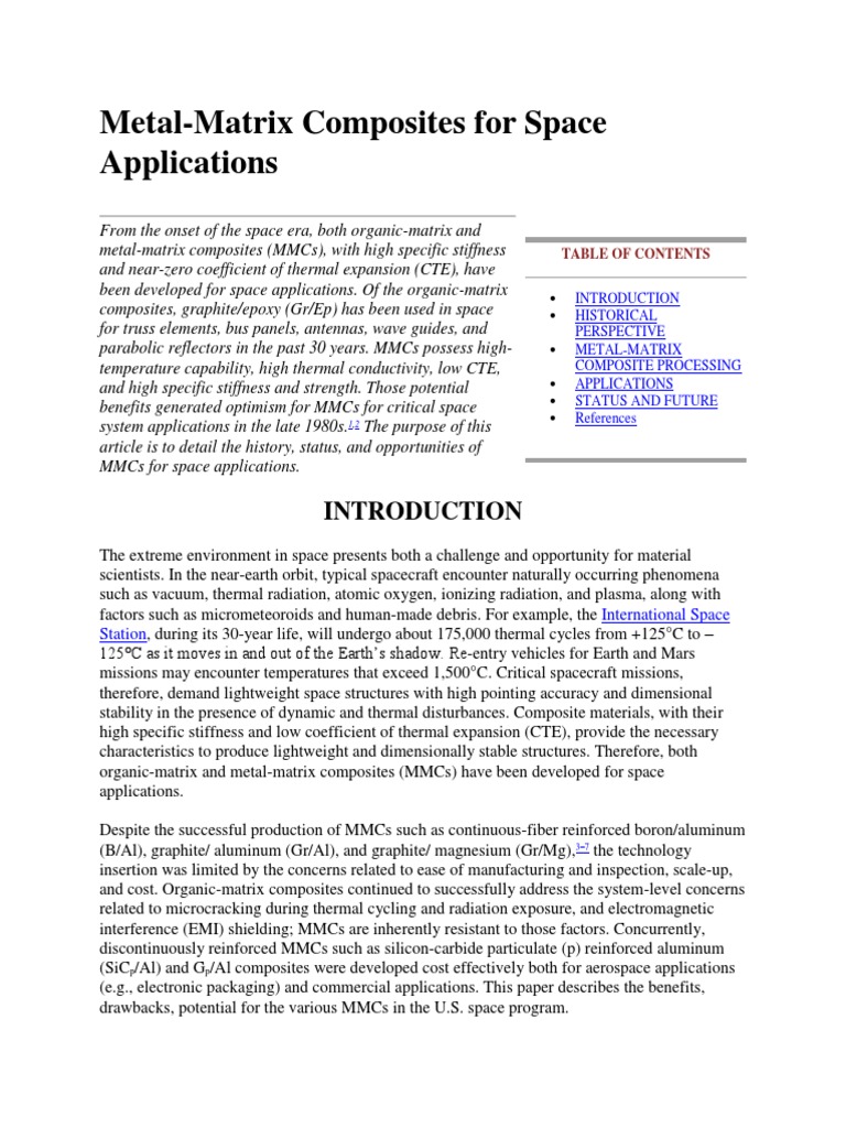 Metal-Matrix Composites For Space Applications | PDF | Composite ...