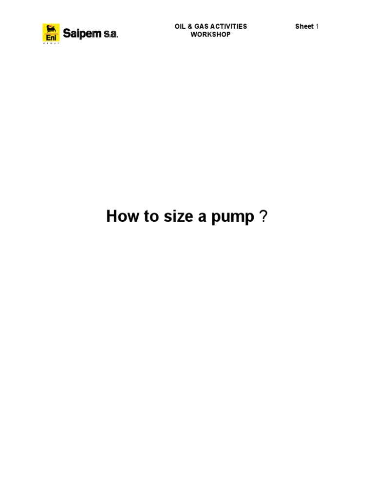 How To Size A Pump PDF Pump Flow Measurement