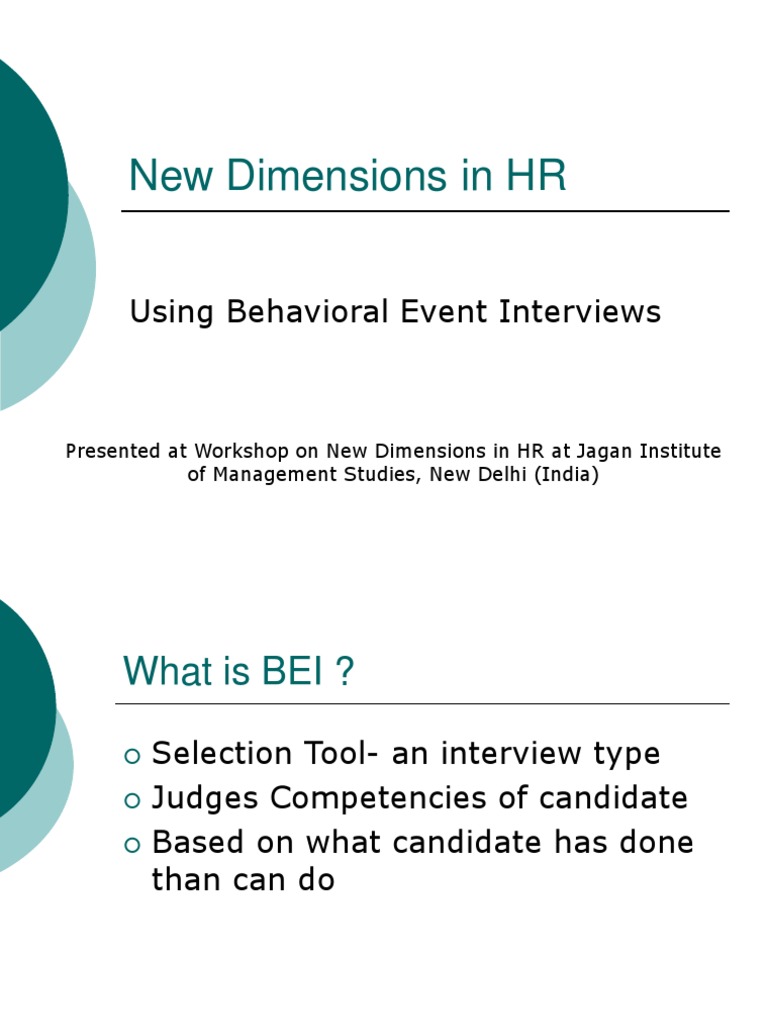 New Dimensions in HR: Using Behavioral Event Interviews | PDF | Career ...