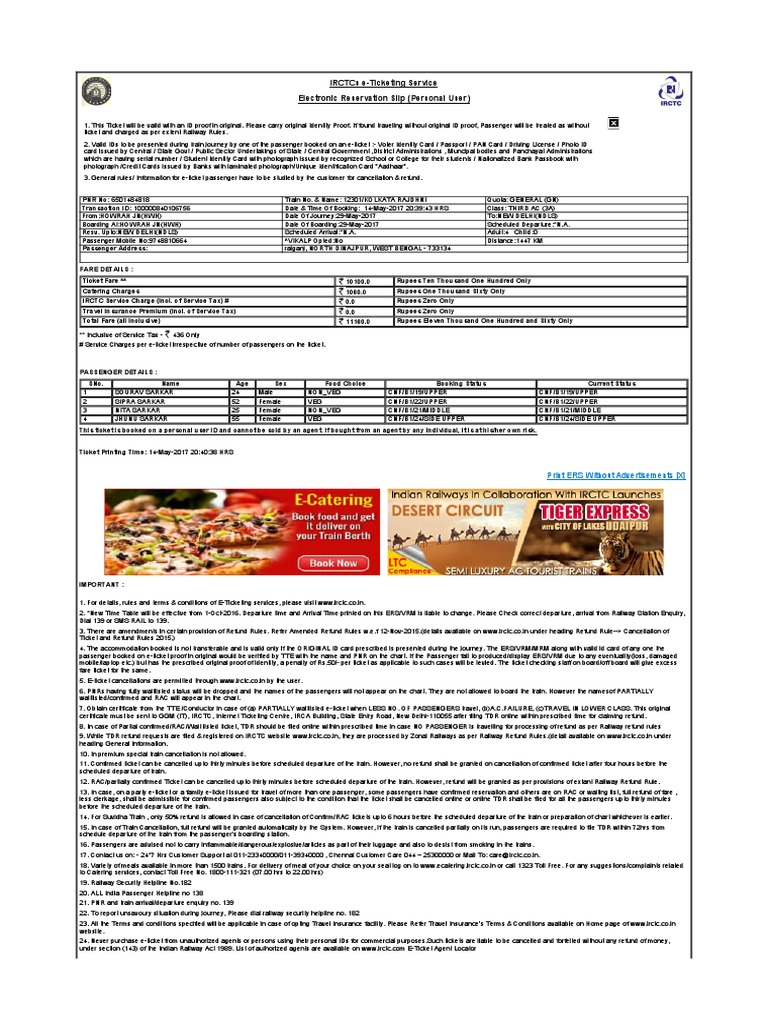 IRCTC e-Ticketing Service Guide | PDF | Identity Document | Ticket ...