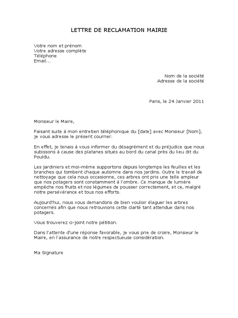 lettre réclamation sfr