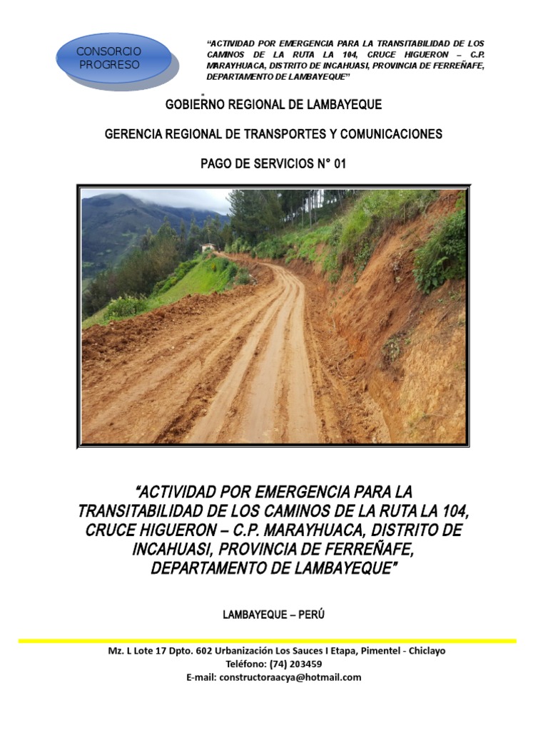 Emergencia Vial Ruta LA 104 Lambayeque | PDF | La carretera | Transporte