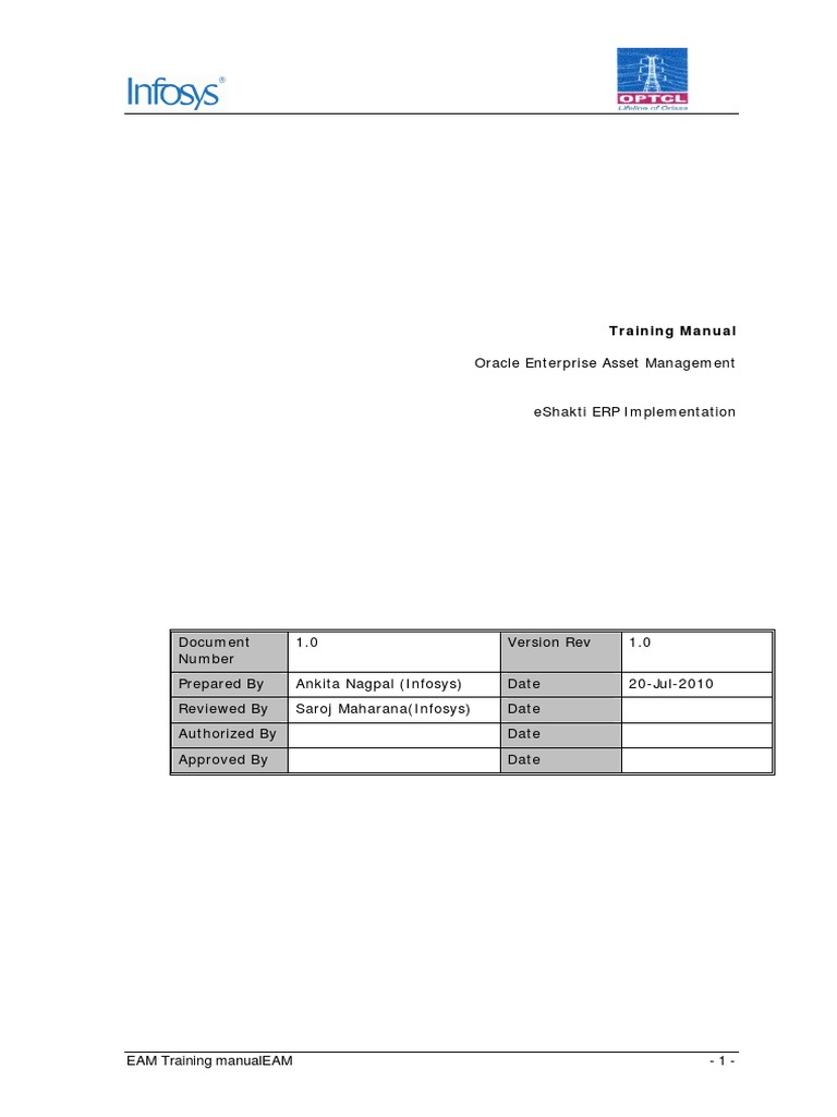 Oracle EAM Training Manual | PDF | Business Process | Asset Management