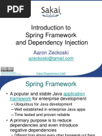 Introduction To Spring Framework and Dependency Injection: Aaron Zeckoski