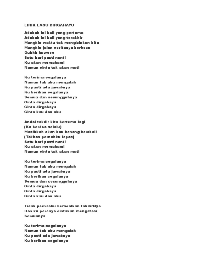 Lirik Lagu Dirgahayu Pdf