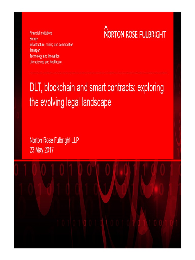 Presentation Slides DLT Blockchain and Smart Contracts 23 May 2017 PDF Personally