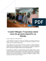 Comité Olímpico Venezolano Inició Curso de Gerencia Deportiva en Mérida