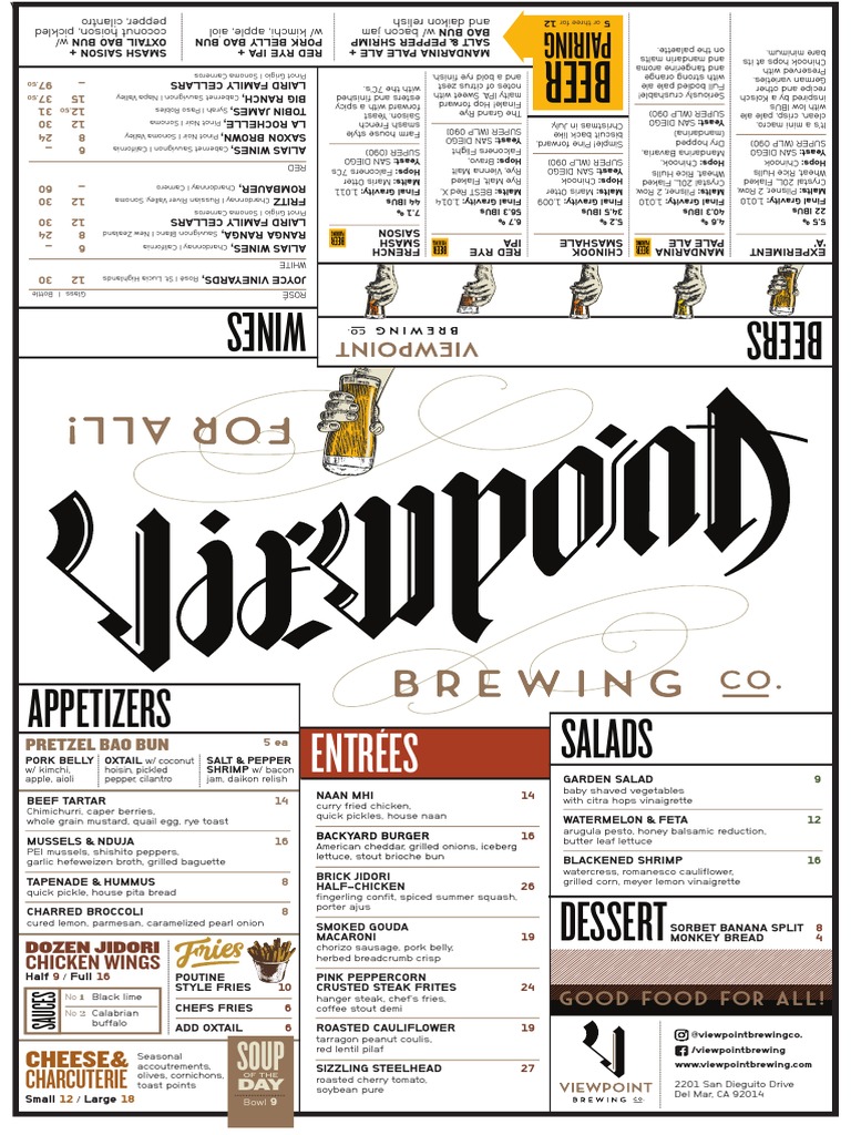 Viewpoint Brewing Co. Menu | PDF | French Fries | Pickling