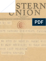 Telegram From Martha Graham To Aaron Copland, Circa 1943