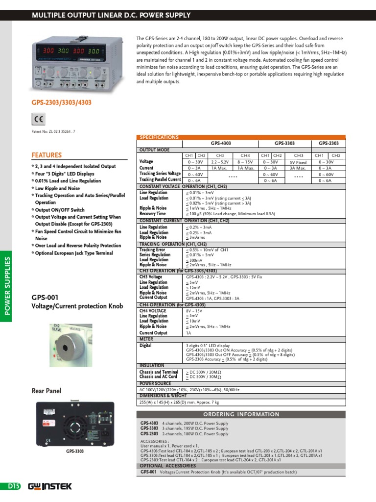 GPS4303 Fuente de Poder PDF Power Supply Direct Current