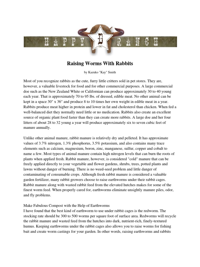 Raising Rabbits and Worm Composting | PDF | Manure | Horticulture And ...