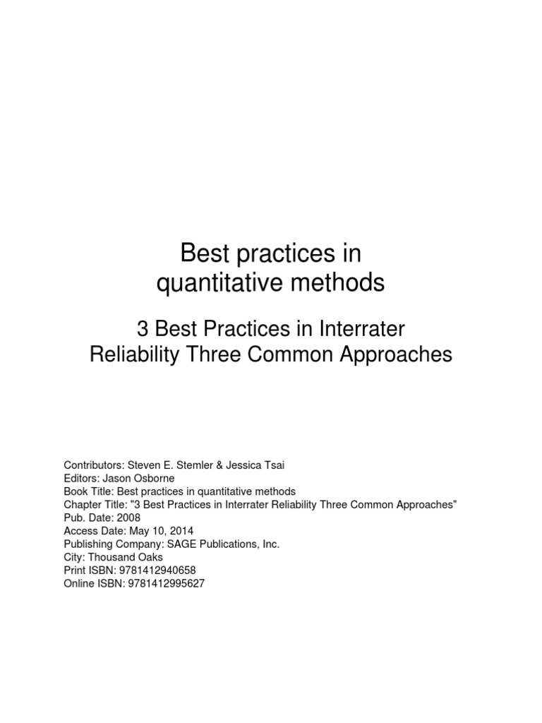 Interrater Reliability - Combined PDF | PDF | Cronbach's Alpha ...