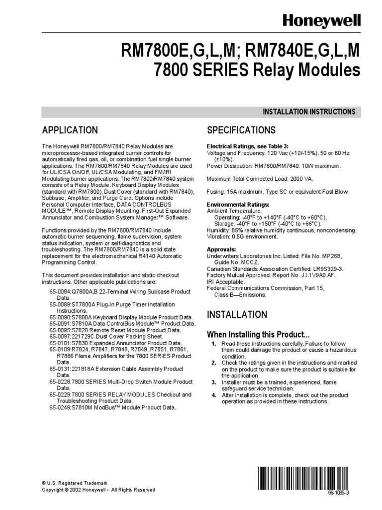 Honeywell RM7800_40.pdf | Electrical Wiring | Relay