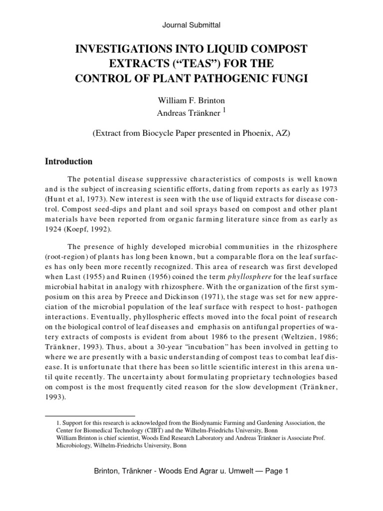 Compost Teas for Fungal Disease Control | PDF | Compost | Organisms