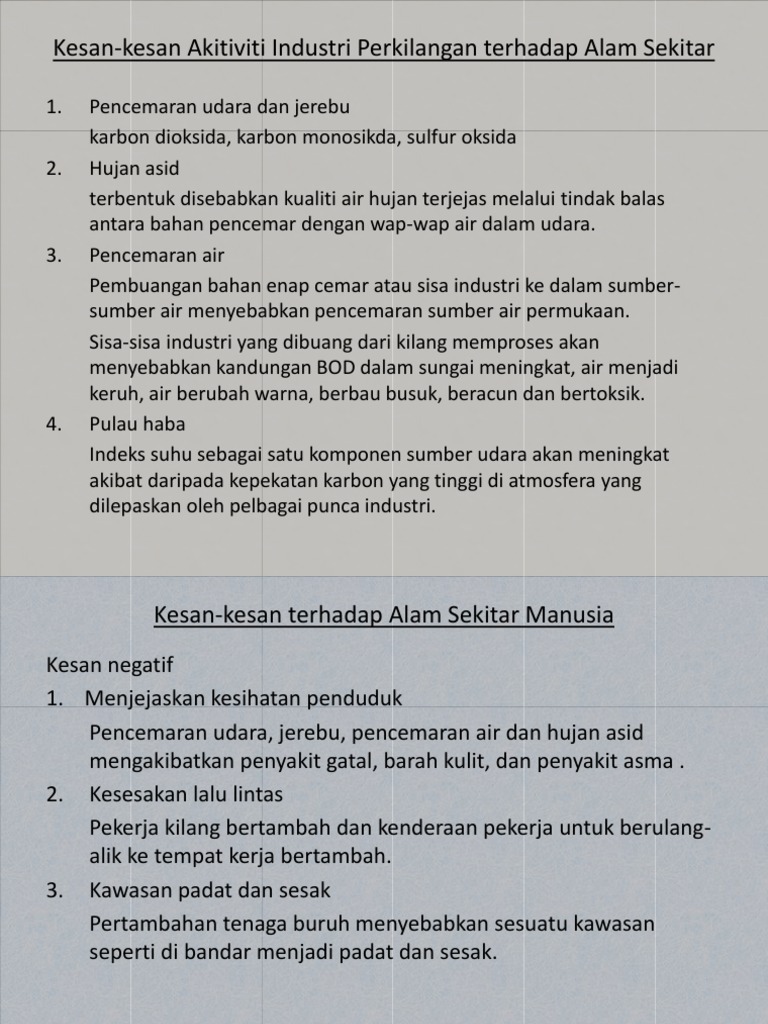 Kesan Pencemaran Terhadap Alam Sekitar