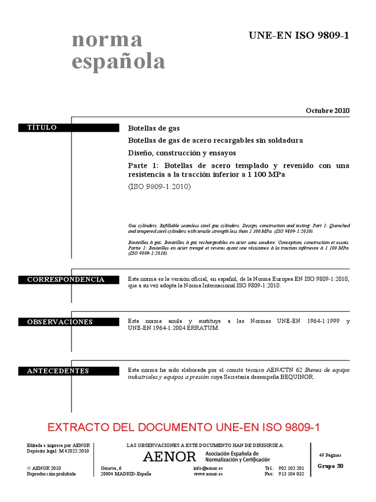 Une Iso 9809-1-2010 | PDF | Dureza | Acero