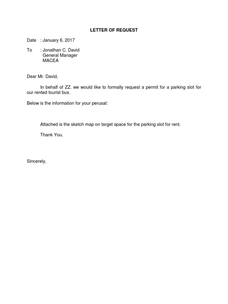 Request for Tourist Bus Parking Permit | PDF | Finance & Money ...