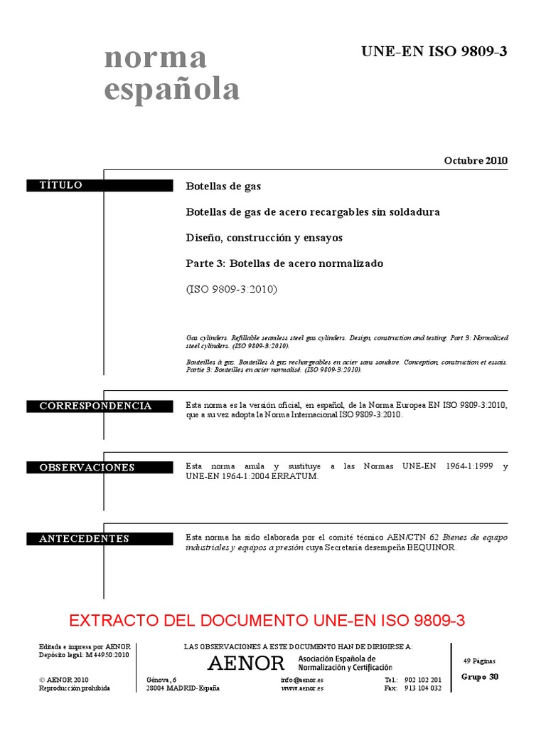 Une Iso 9809-3-2010 | PDF | Dureza | Acero