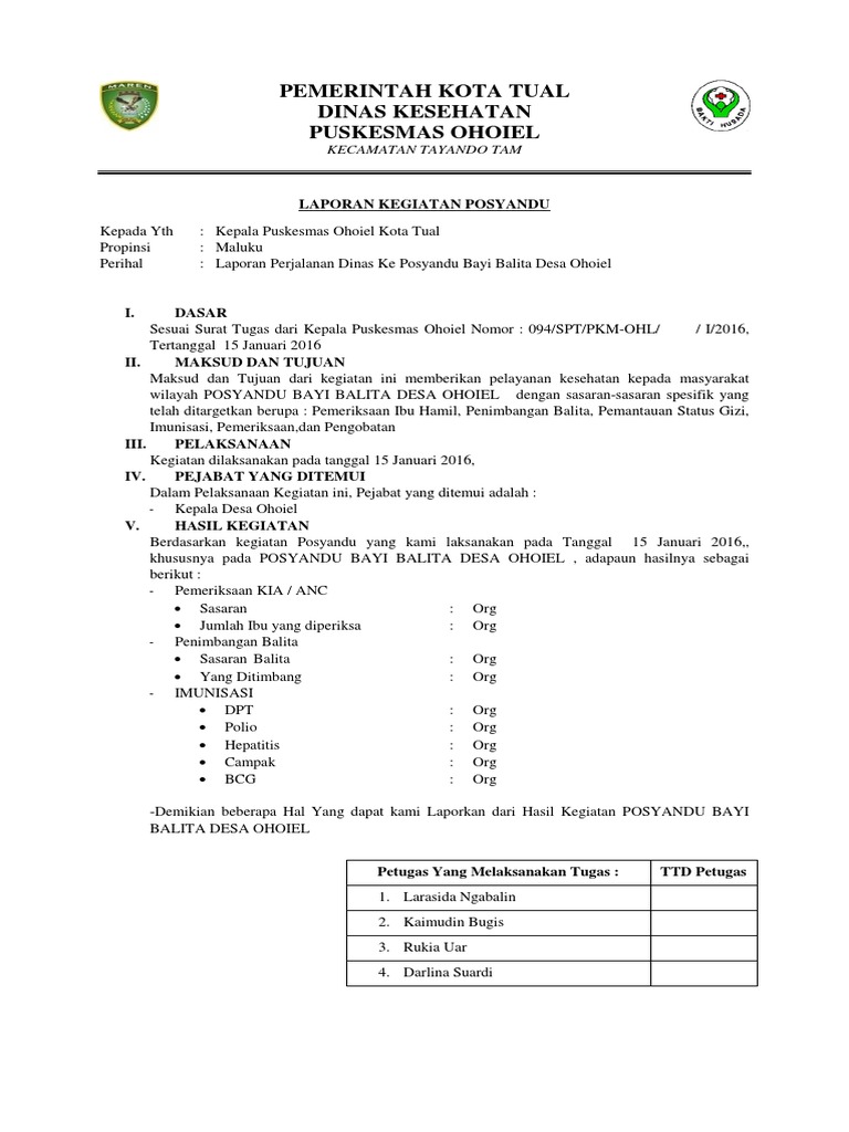 Contoh Laporan Kegiatan Posyandu Balita