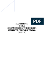 Manifiesto de La Organización Terrorista Kantuta Púrpura Tacna
