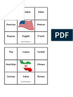 Countries Bingo Game