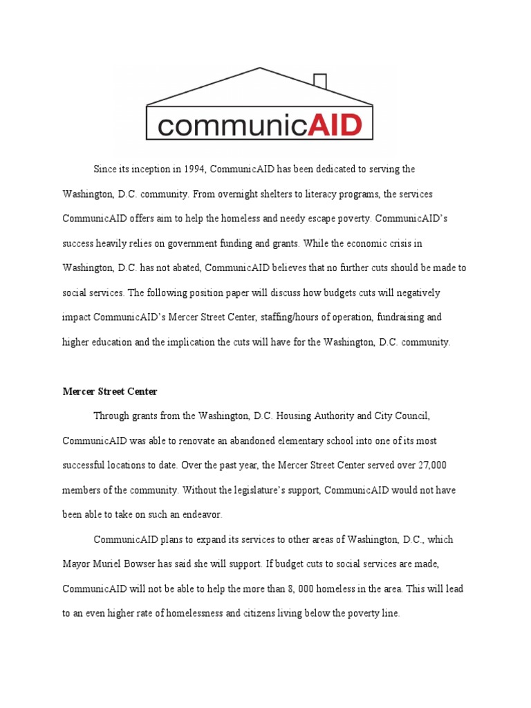 Final Media Kit Position Paper PDF Fundraising Homelessness