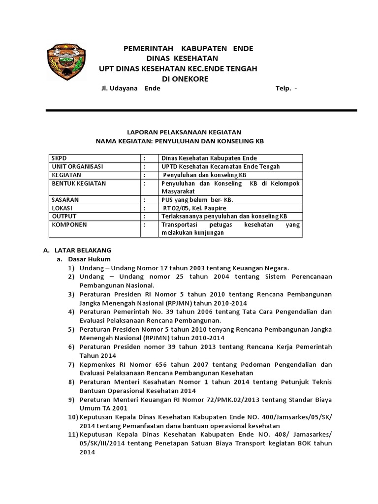 Contoh Laporan Tor Penyuluhan Kb Februari 2