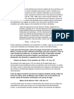 Carta de Alguns Senhores de Escravos Fugitivos Pedindo Auxilio Militar Na Forma Da Ordem