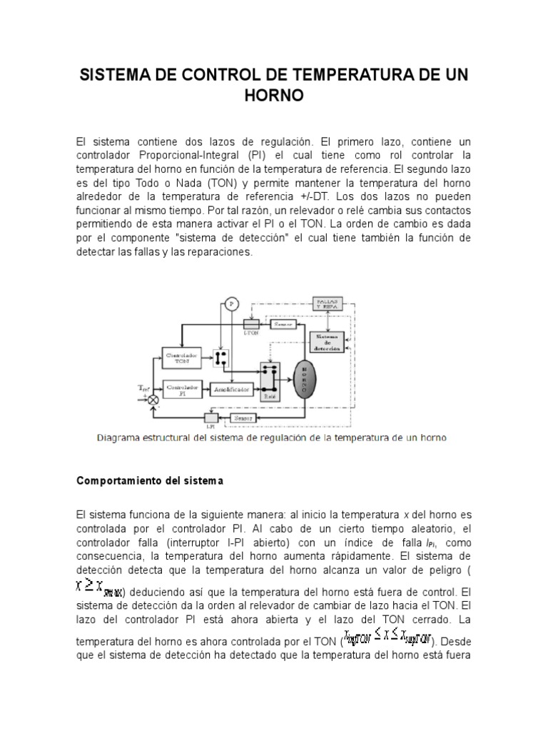 Sistema de Control de Temperatura de Un Horno | PDF | Sistema de control |  Temperatura