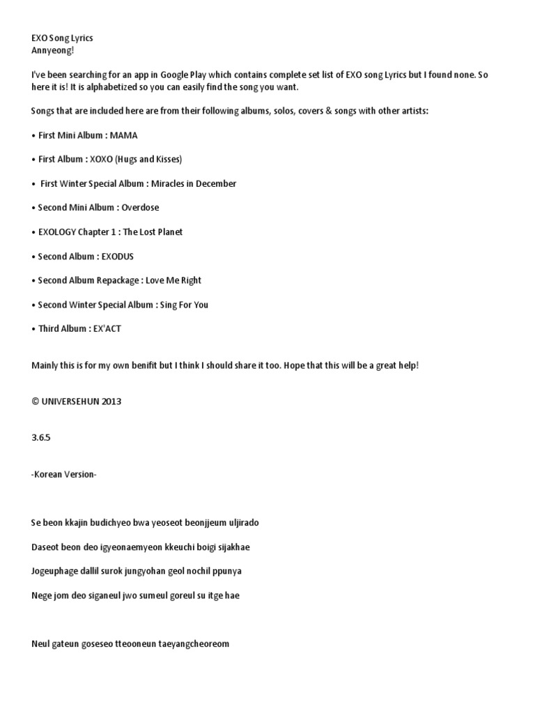 Exo Song Lyrics Compiled China International Politics