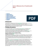 Pérdidas de Potencia y Eficiencia de Un Transformador Eléctrico Monofásico