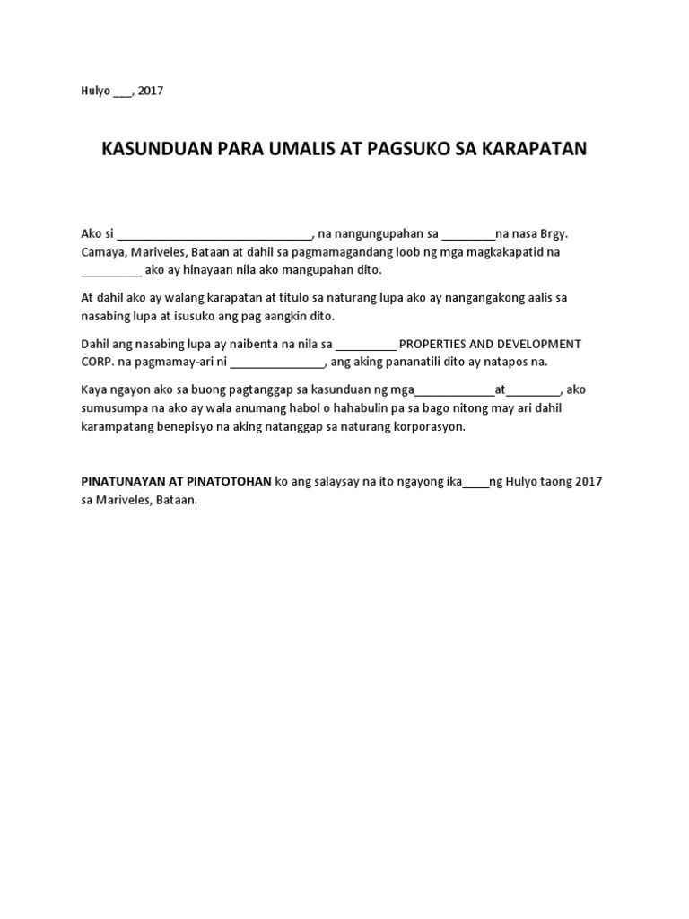 Tagalog Sworn Statement PDF