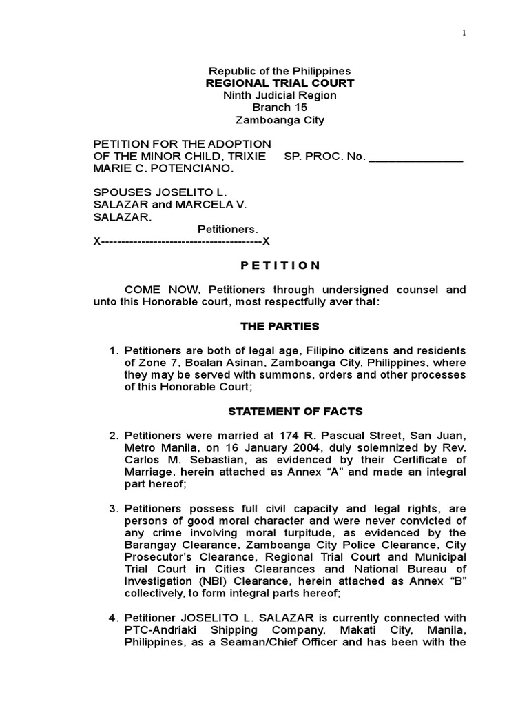 Petition For Adoption PDF Adoption Public Law