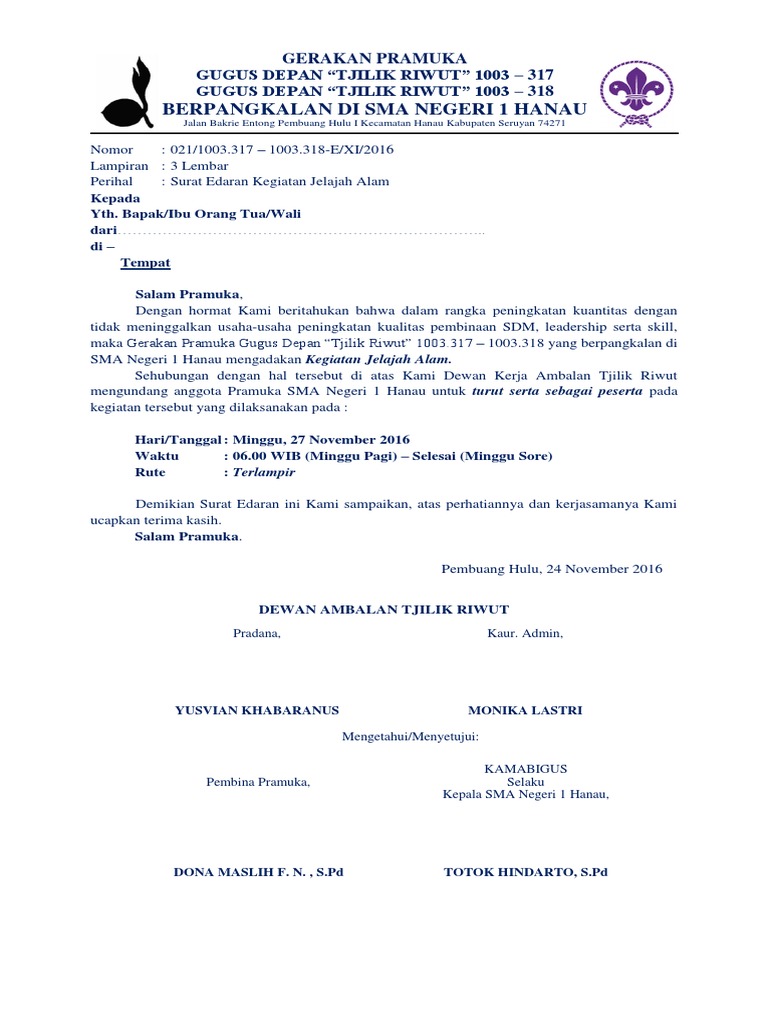 Contoh Surat Edaran Maklumbalas
