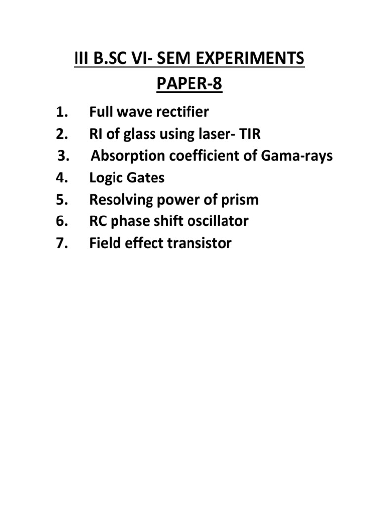 B.Sc VI Sem Physics Experiments Guide | PDF