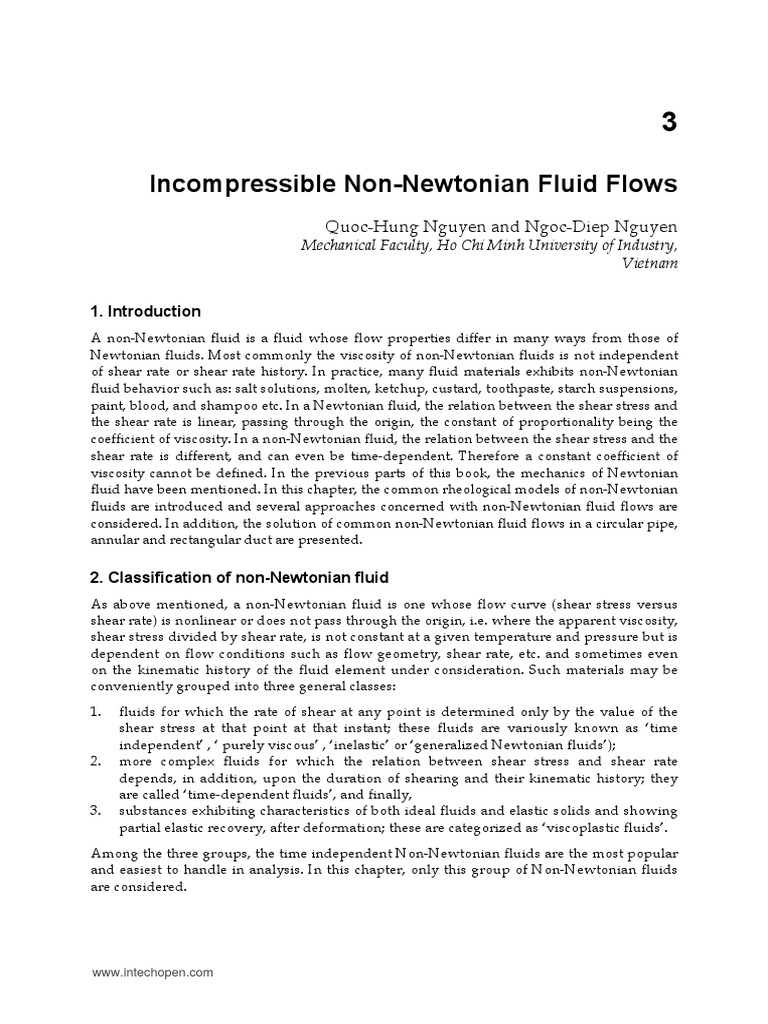 Non-Newtonian Fluid Dynamics | PDF | Shear Stress | Viscosity