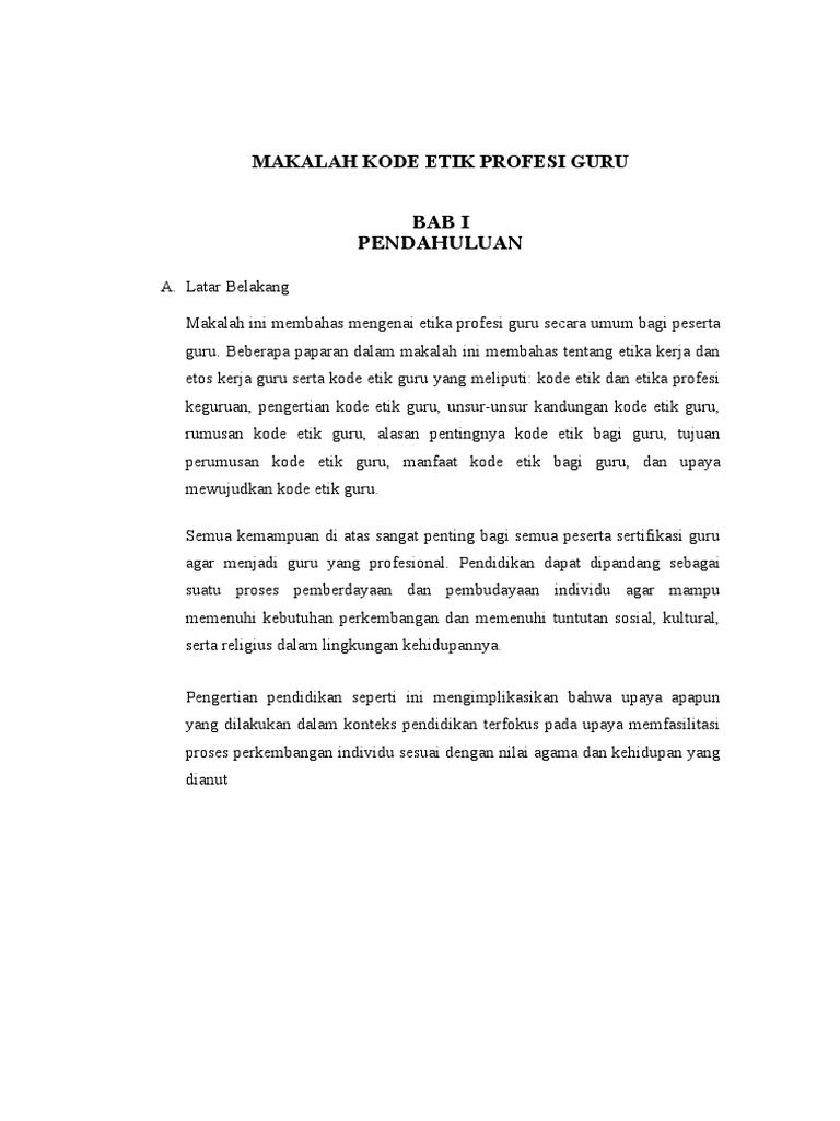 Makalah Kode Etik Profesi Guru