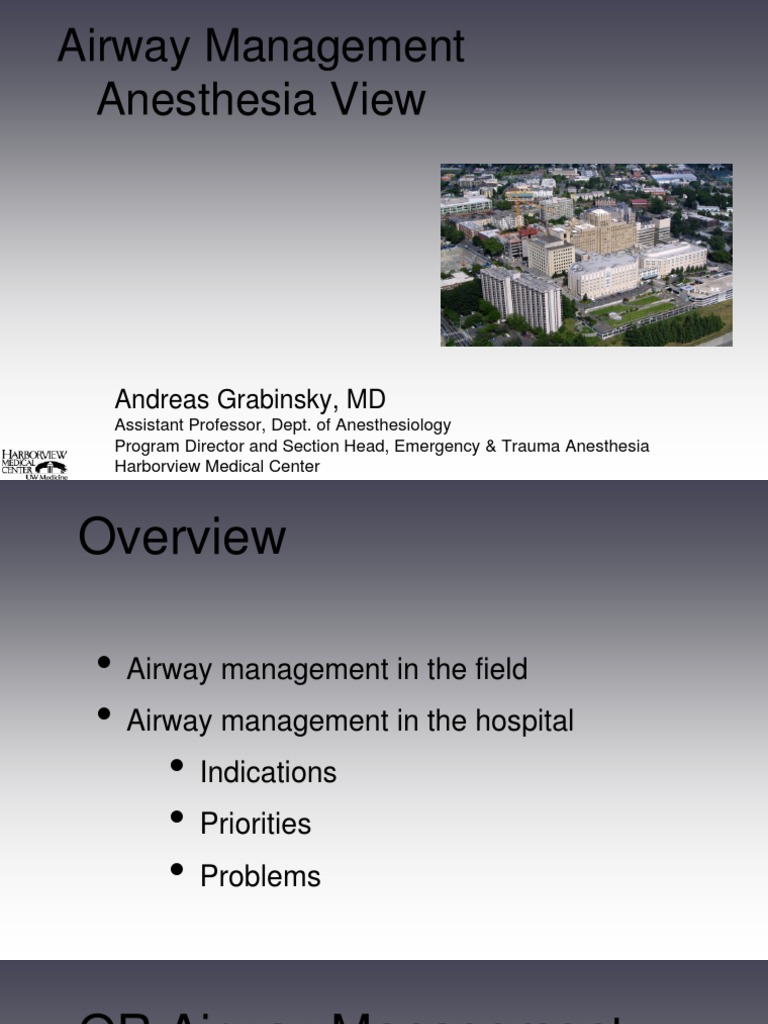 Airway Management Anesthesia View Andreas Grabinsky, MD PDF