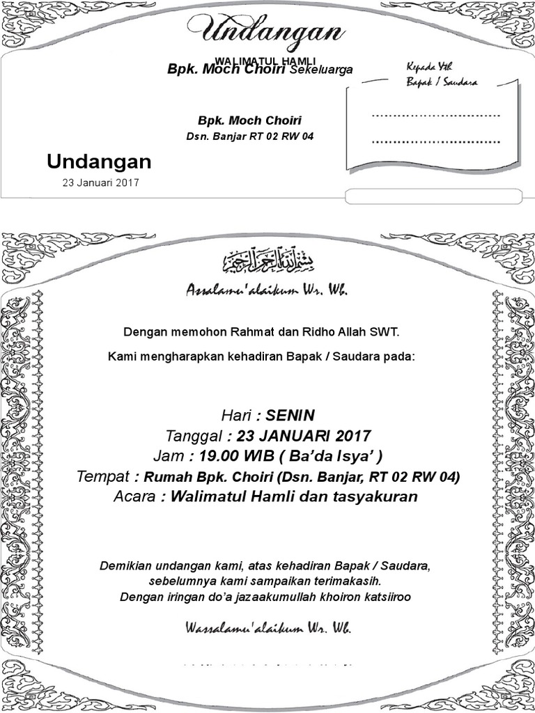 Ardihikaru Contoh Walimatul Hamli 2017