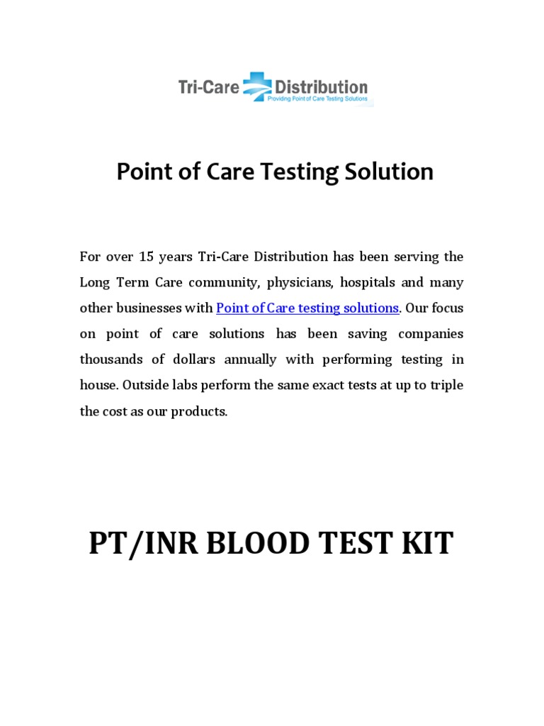 Pt/Inr Blood Test Kit Point of Care Testing Solution PDF