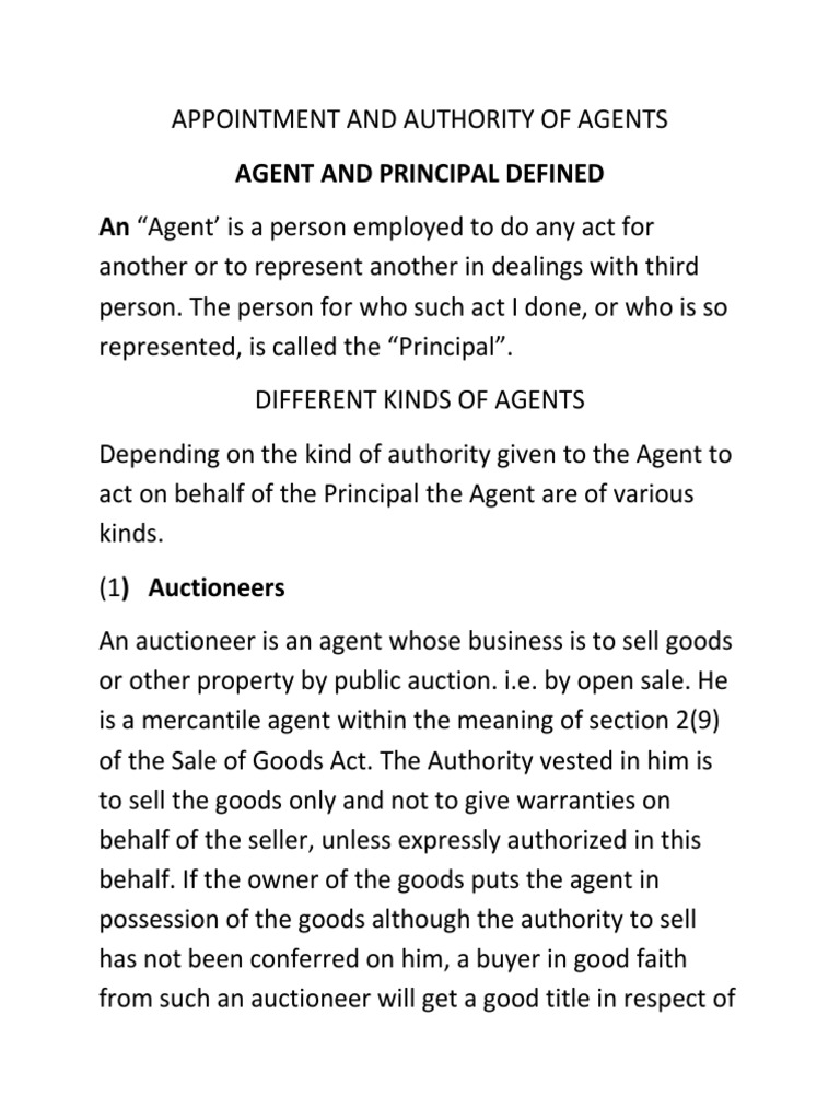appointment-and-authority-of-agents-pdf-law-of-agency-indemnity