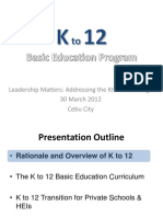 DepEd Presentation On K To 12 - Handout