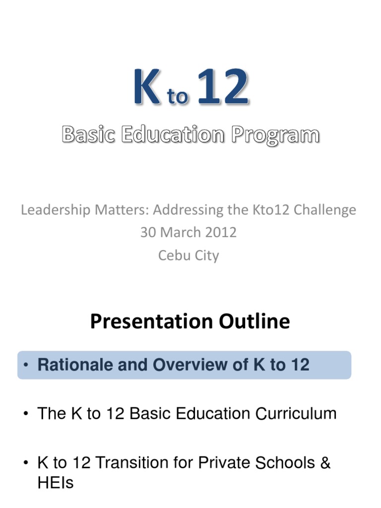 DepEd Presentation On K To 12 - Handout | Download Free PDF ...