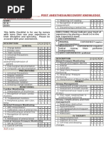 Post Anesthesia-Recovery Skills Checklist