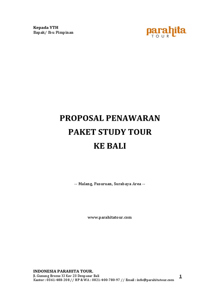 Contoh Proposal Study Tour Ke Malang Berbagi Contoh Proposal