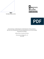 Caracteristicas y Rendimiento de Estudiantes de Estudiantes Universitarios en FCE de La ULP