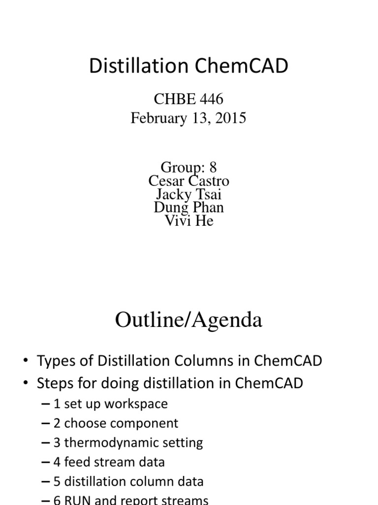 Distillation Chemcad Chbe 446 February 13 2015 Download Free Pdf