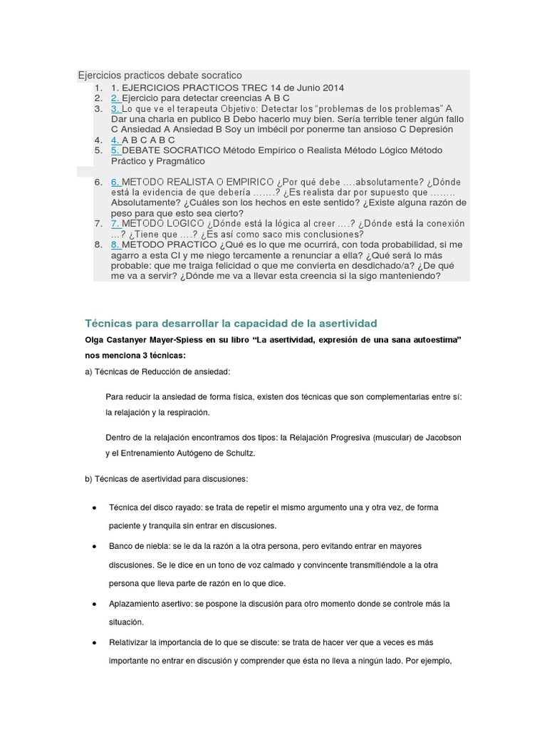 Ejercicios Practicos Debate Socratico