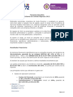 Resumen Ejecutivo Informe de Gestion 2012